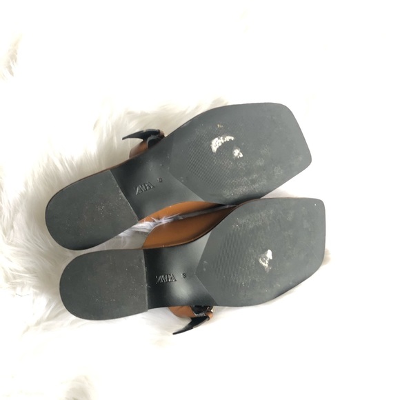 Zara Caramel Sandals Square Slides - Picture 8 of 10